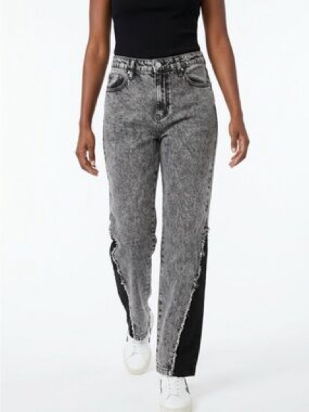 PTCL High-Rise Two-Tone Acid Wash Jeans.